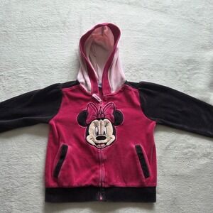 Vintage Disney Minnie Mouse Velour  Zip Up Jacket Hoodie Sz. 24 Months